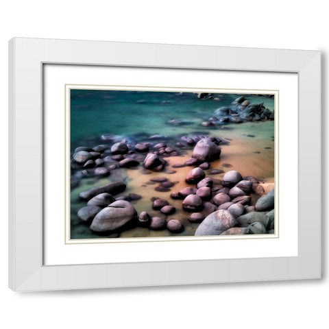 Rocky Beach White Modern Wood Framed Art Print with Double Matting by Frates, Dennis