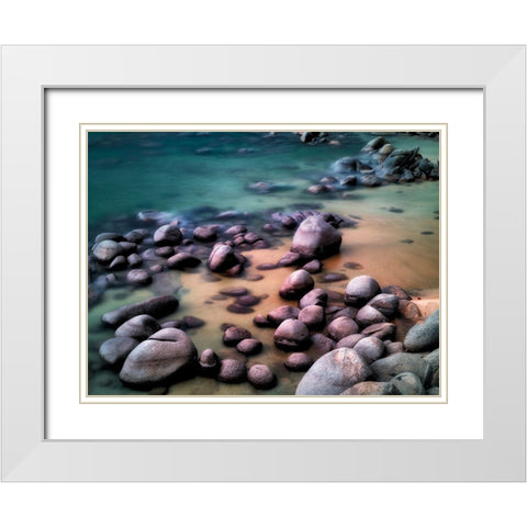 Rocky Beach White Modern Wood Framed Art Print with Double Matting by Frates, Dennis