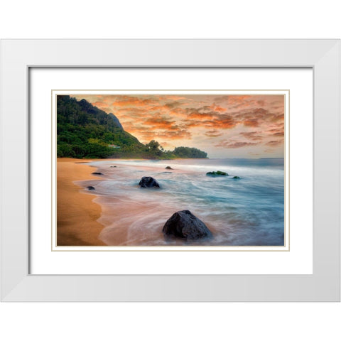 Peachy Keen White Modern Wood Framed Art Print with Double Matting by Frates, Dennis