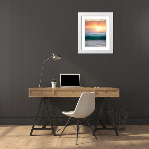 Peachy Green White Modern Wood Framed Art Print with Double Matting by Frates, Dennis
