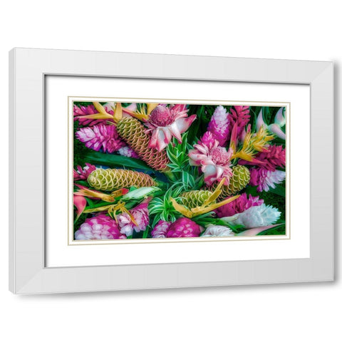 Tropical Floral White Modern Wood Framed Art Print with Double Matting by Frates, Dennis