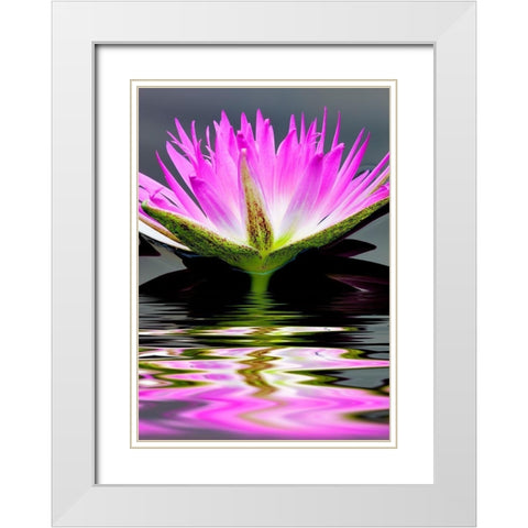 Purple Reflection White Modern Wood Framed Art Print with Double Matting by Frates, Dennis