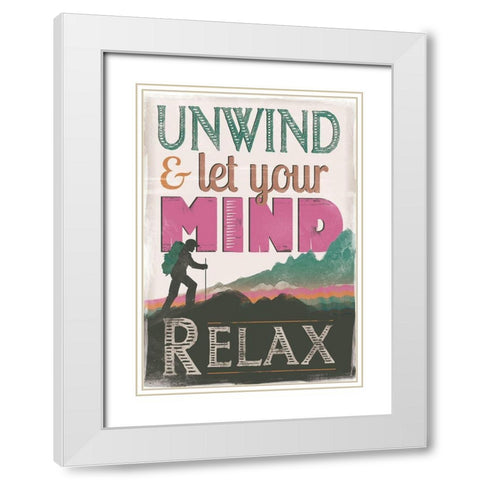 Let Mind Unwind White Modern Wood Framed Art Print with Double Matting by JMB Designs