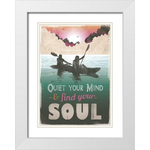 Quiet Mind White Modern Wood Framed Art Print with Double Matting by JMB Designs