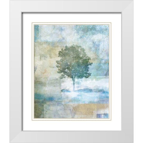 Tree Abstract I White Modern Wood Framed Art Print with Double Matting by JMB Designs