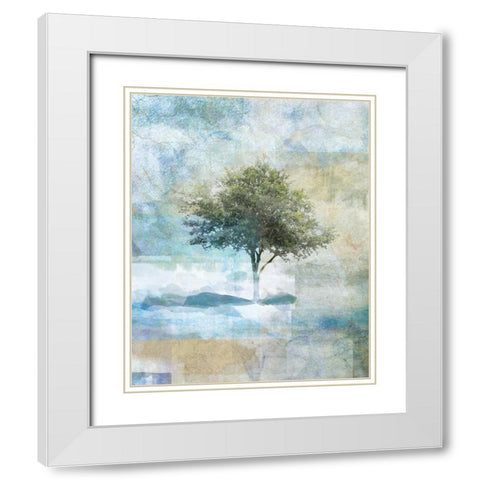 Tree Abstract II White Modern Wood Framed Art Print with Double Matting by JMB Designs