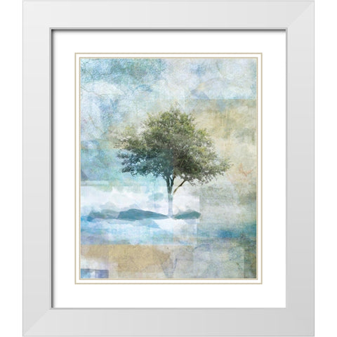 Tree Abstract II White Modern Wood Framed Art Print with Double Matting by JMB Designs