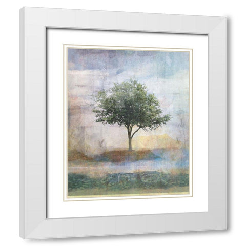 Tree Collage I White Modern Wood Framed Art Print with Double Matting by JMB Designs