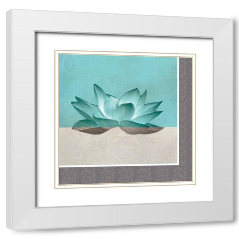 Lotus Patch White Modern Wood Framed Art Print with Double Matting by JMB Designs