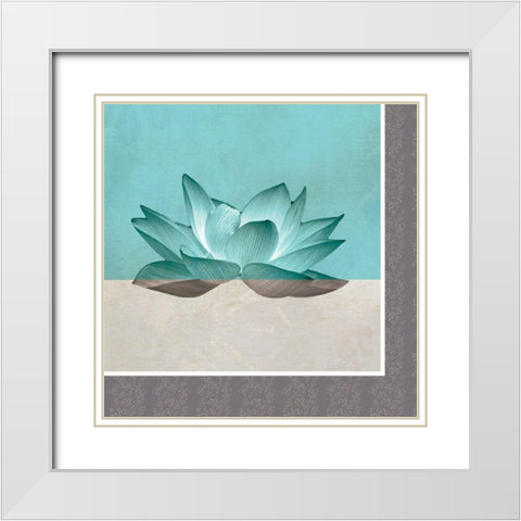 Lotus Patch White Modern Wood Framed Art Print with Double Matting by JMB Designs
