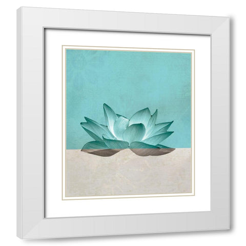 Lotus White Modern Wood Framed Art Print with Double Matting by JMB Designs