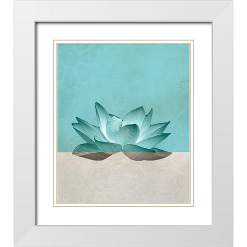 Lotus White Modern Wood Framed Art Print with Double Matting by JMB Designs
