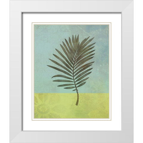 Palm Leaf White Modern Wood Framed Art Print with Double Matting by JMB Designs