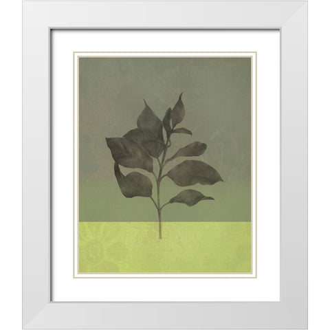 Green Leaves White Modern Wood Framed Art Print with Double Matting by JMB Designs