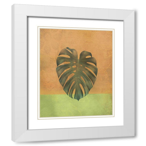 Orange Leaf White Modern Wood Framed Art Print with Double Matting by JMB Designs