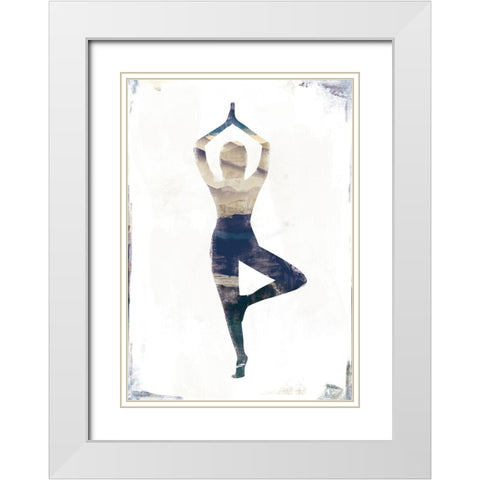 Tree Pose White Modern Wood Framed Art Print with Double Matting by JMB Designs