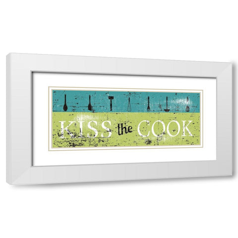Kiss the Cook White Modern Wood Framed Art Print with Double Matting by JMB Designs