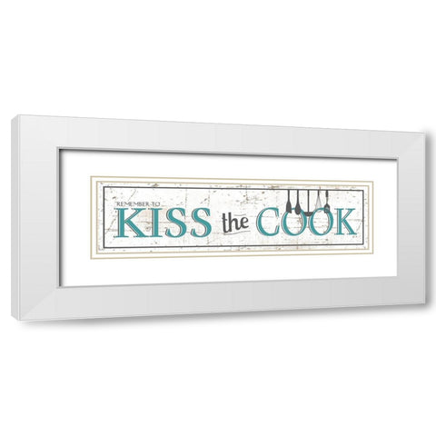 Kiss the Cook White Modern Wood Framed Art Print with Double Matting by JMB Designs