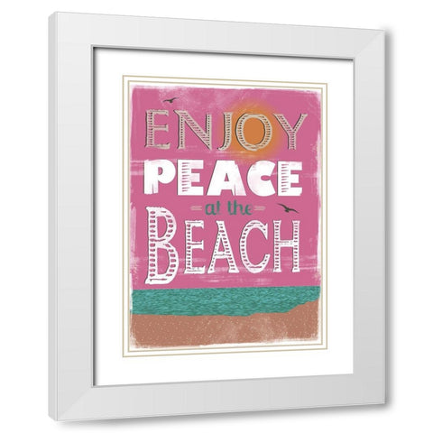 Peace at the Beach White Modern Wood Framed Art Print with Double Matting by JMB Designs