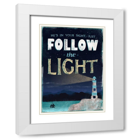 Follow Light White Modern Wood Framed Art Print with Double Matting by JMB Designs