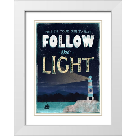 Follow Light White Modern Wood Framed Art Print with Double Matting by JMB Designs