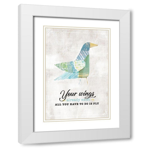 Fly White Modern Wood Framed Art Print with Double Matting by JMB Designs