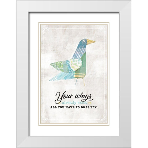 Fly White Modern Wood Framed Art Print with Double Matting by JMB Designs
