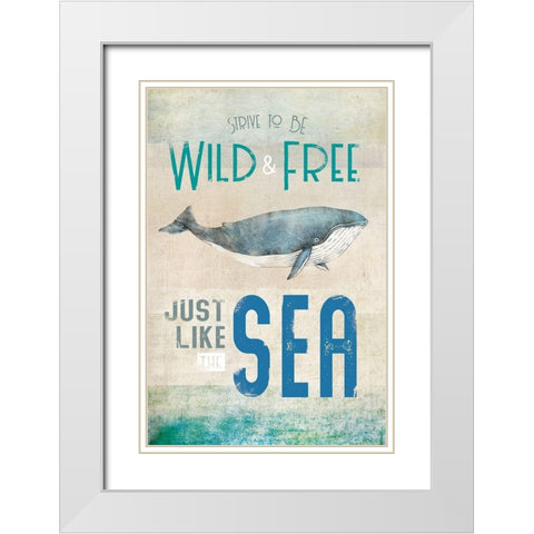 Wild and Free White Modern Wood Framed Art Print with Double Matting by JMB Designs