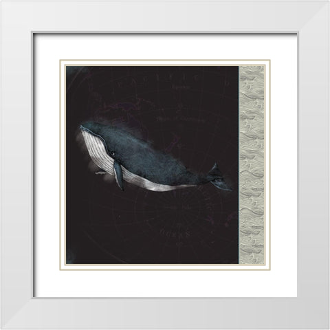 Blue Whale White Modern Wood Framed Art Print with Double Matting by JMB Designs