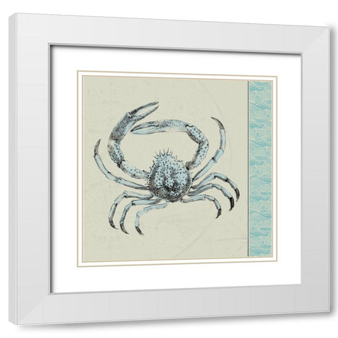Crab White Modern Wood Framed Art Print with Double Matting by JMB Designs