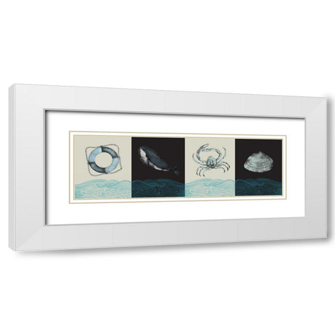 Nautical Pattern White Modern Wood Framed Art Print with Double Matting by JMB Designs