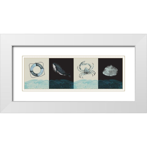 Nautical Pattern White Modern Wood Framed Art Print with Double Matting by JMB Designs