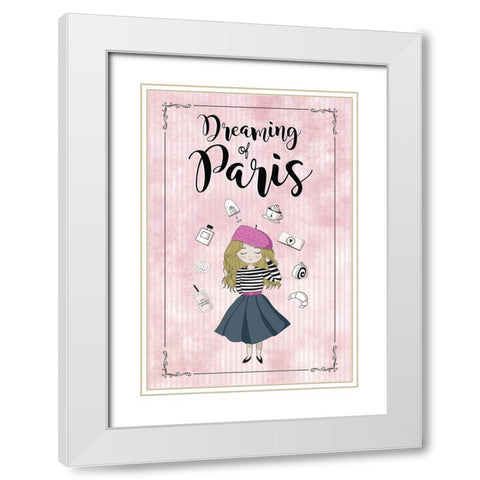 Dreaming of Paris White Modern Wood Framed Art Print with Double Matting by JMB Designs