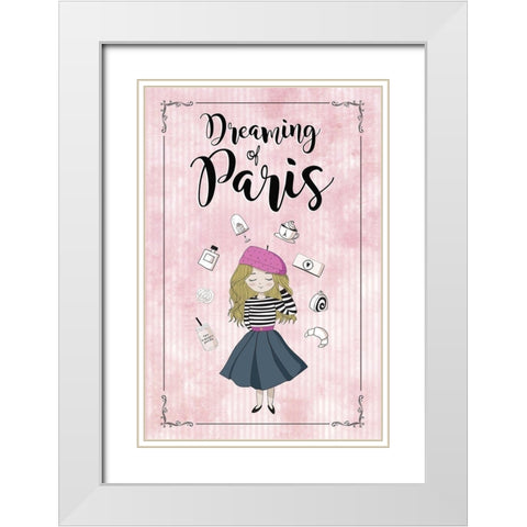 Dreaming of Paris White Modern Wood Framed Art Print with Double Matting by JMB Designs