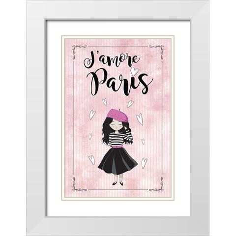 Jamore Paris White Modern Wood Framed Art Print with Double Matting by JMB Designs