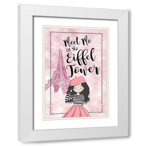Meet Me at the Eiffel Tower White Modern Wood Framed Art Print with Double Matting by JMB Designs