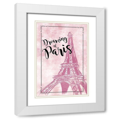 Dreaming of Paris White Modern Wood Framed Art Print with Double Matting by JMB Designs