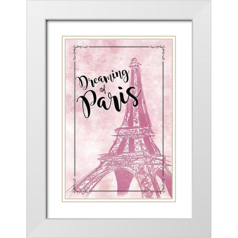 Dreaming of Paris White Modern Wood Framed Art Print with Double Matting by JMB Designs