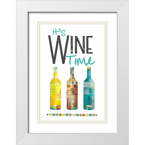 Its Wine Time White Modern Wood Framed Art Print with Double Matting by JMB Designs