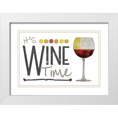 Its Wine Time - Red White Modern Wood Framed Art Print with Double Matting by JMB Designs