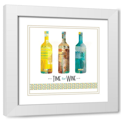 Time for Wine White Modern Wood Framed Art Print with Double Matting by JMB Designs