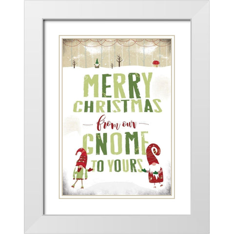 Gnome Christmas White Modern Wood Framed Art Print with Double Matting by JMB Designs