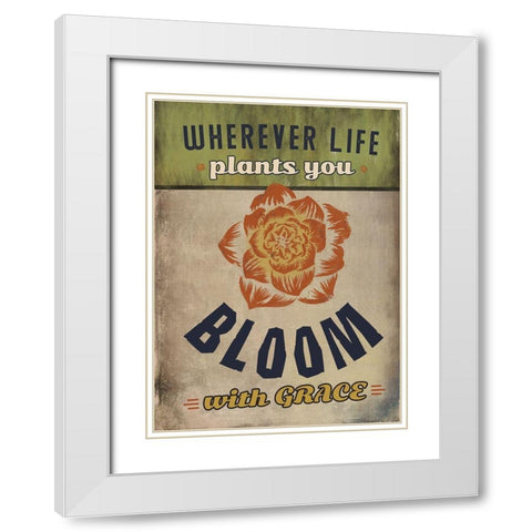 Bloom with Grace White Modern Wood Framed Art Print with Double Matting by JMB Designs