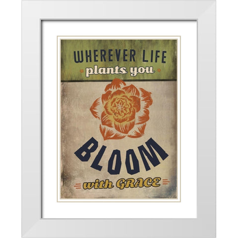 Bloom with Grace White Modern Wood Framed Art Print with Double Matting by JMB Designs