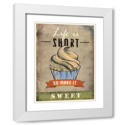 Life is Short White Modern Wood Framed Art Print with Double Matting by JMB Designs