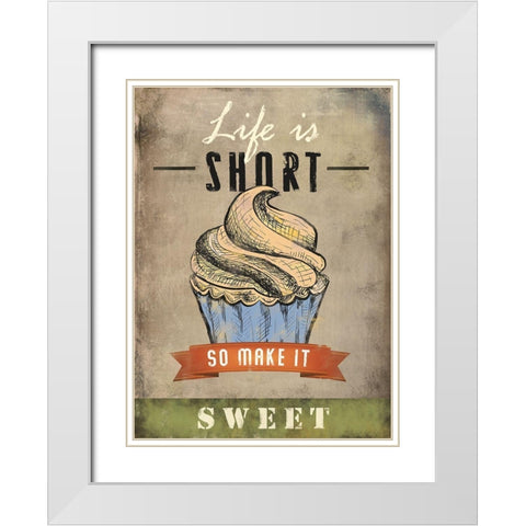 Life is Short White Modern Wood Framed Art Print with Double Matting by JMB Designs