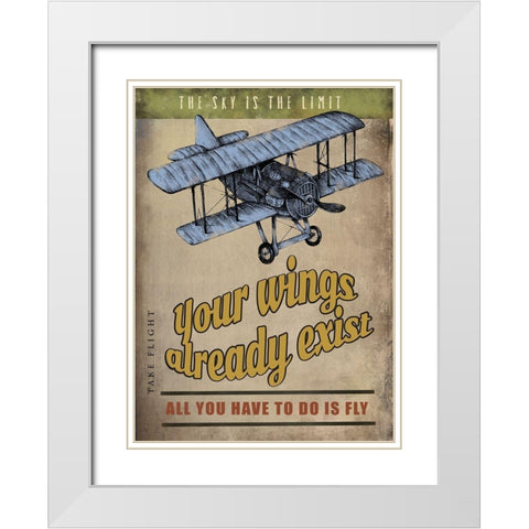 Spread Wings White Modern Wood Framed Art Print with Double Matting by JMB Designs