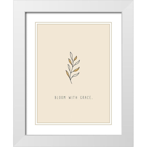 Bloom with Grace White Modern Wood Framed Art Print with Double Matting by JMB Designs