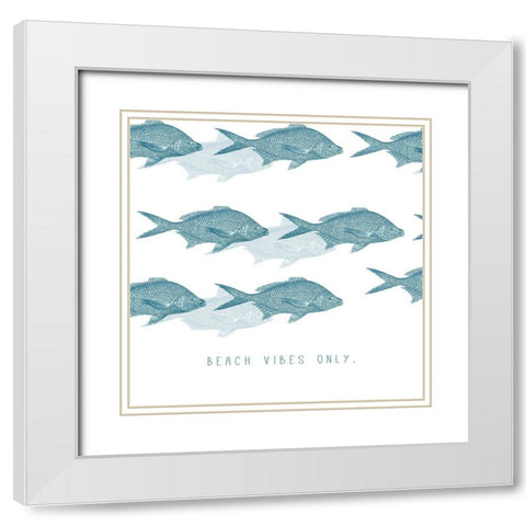 Beach Vibes Only White Modern Wood Framed Art Print with Double Matting by JMB Designs