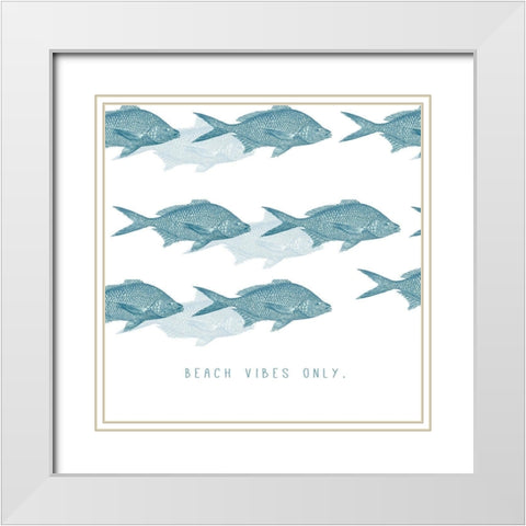 Beach Vibes Only White Modern Wood Framed Art Print with Double Matting by JMB Designs